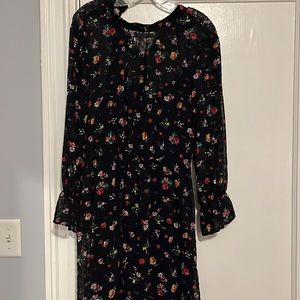 Worn once! Banana Republic Petite Sheer Clip-dot Midi Dress